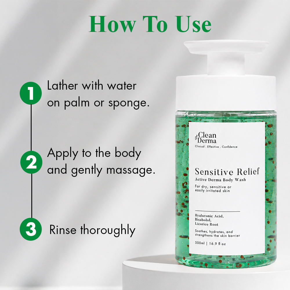 THE CLEAN DERMA Sensitive Relief Active Derma Body Wash 500ml