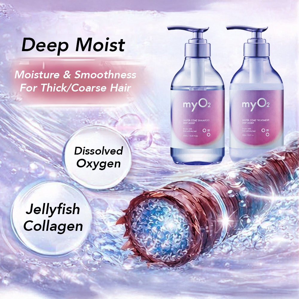 myO2 Watercoat Deep Moist/Sleek Moist Shampoo 450ml / Treatment 450g / Hair Oil 100ml